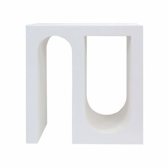 Mobili Rebecca Mesita de noche mesa auxiliar en mdf color blanco 55x50x26