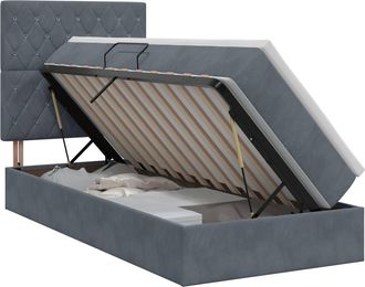 vidaXL Cama Con Almacenamiento Y Colch&oacute;n Gris Oscuro 100 X 200 Cm Vidaxl