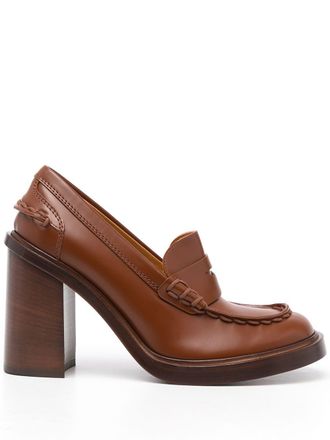 Tod's almond-toe block-heel loafers - Brown