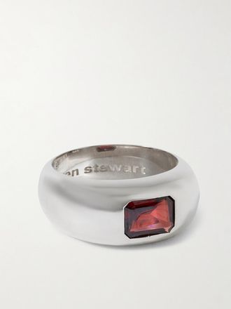 Loren Stewart Anello In Argento Sterling Con Granato Gentry