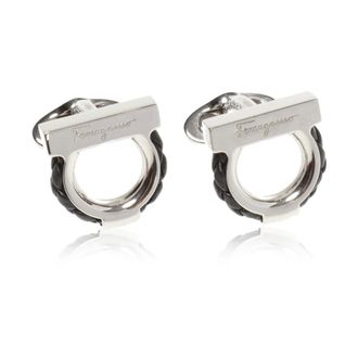 Ferragamo Cufflinks & Tie Clips, male, Gray, Size: ONE SIZE Gancini Cufflinks