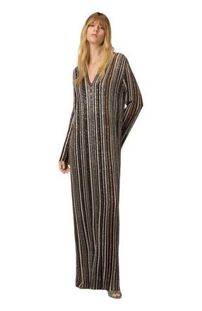 Missoni Long Dress With V-neck And Herringbone Stripe Knit in Multicoloured at Nordstrom, Size 46 It
