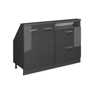 Vicco Armario De Cocina Para Techo Inclinado R-line, Antracita Brillo Intenso/antracita, 120 Cm Lote De 2, Vicco