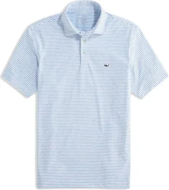 Vineyard Vines Stripe Sankaty Short Sleeve Performance Polo in Ocean Breeze Tejeda at Nordstrom, Size X-Large