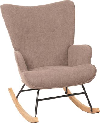 Hhg [nunca Usado] Mecedora Hhg-728, Mecedora Sill&oacute;n Reclinable Sill&oacute;n Tv, Madera Maciza Metal Tela/textil 320g/m&sup2;, Marr&oacute;n