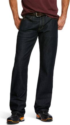 Ariat Rebar M4 Relaxed Flannel-Lined Boot Cut Jeans In Dark Blue