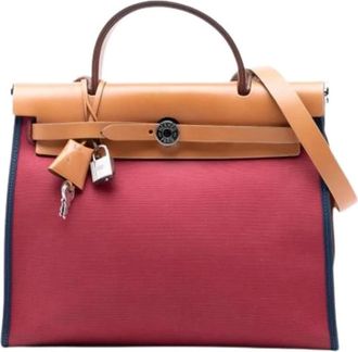 Herm&egrave;s Pre-owned Handbags, female, Red, Size: ONE SIZE Pre-owned Canvas Shoulder Bag
