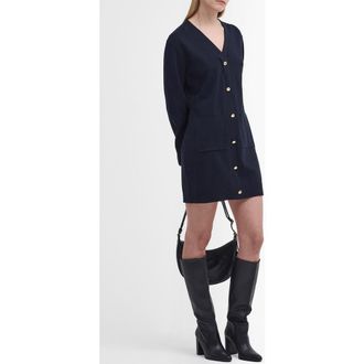 Barbour Anita Long Sleeve Sweater Dress in Navy at Nordstrom, Size 14 Us