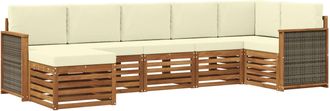 vidaXL Conjunto De Sof&aacute;s De Exterior 6 Uds. Natural Y Crema Vidaxl