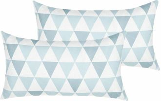 Beliani Beliani - Set di 2 cuscini in poliestere bianco/azzurro 40 x 70 cm motivo a triangoli Trifos