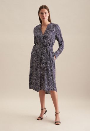 Seidensticker Sommerkleid SEIDENSTICKER Schwarze Rose, Damen, Gr. S(36), Normalgr&ouml;ssen, blau (dunkelblau), 100% Viskose, bedruckt, regular fit, Kleider Sommerkleid,