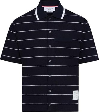 Thom Browne Gestreepte overhemd met korte mouwen - Blauw