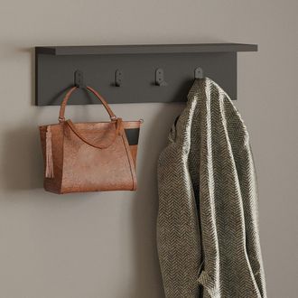Dmora Perchero Taipana, 4 Ganchos, Instalaci&oacute;n En Pared, Degradado De Color Estructura Antracita, 15h Cm Negro Antracita