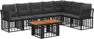 vidaXL Conjunto De Sof&aacute;s De Jard&iacute;n 8 Uds. Negro Y Gris Oscuro Vidaxl
