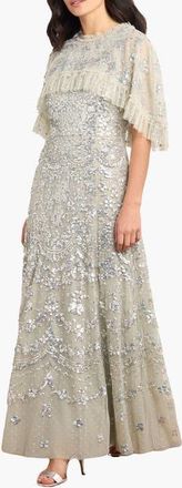 Needle & Thread Freya Cape Ankle Gown in Seafoam at Nordstrom, Size 12