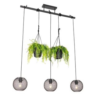 QAZQA Industrial L&aacute;mpara Colgante Industrial Negra 3 Luces - Flor Acero Alargada Adecuado Para Led Max. 3 X 40 Watt - Qazqa