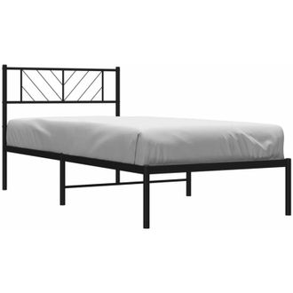 vidaXL Estructura Cama Sin Colch&oacute;n Con Cabecero Metal Negro 80x200 Cm Vidaxl