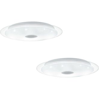 Loops 2 PACK Wall Flush Ceiling Light White Shade White Chrome Crystal Effect LED 36W