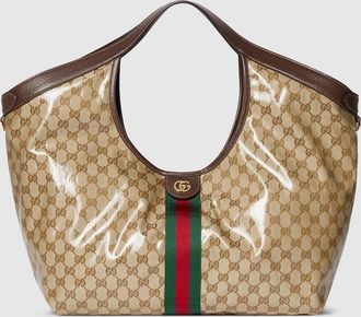 Gucci Giglio Large Tote Bag, Beige, Fabric