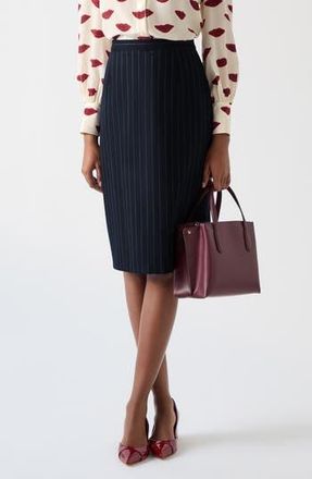 L.k. Bennett Bella Pin Stripe A-Line Skirt in Blu-Navy at Nordstrom Rack, Size 12