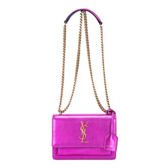 Saint Laurent Pre-owned Womens Metallic Small Sunset Shoulder Bag - Pink - One Size