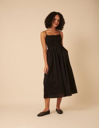 Nobody's Child Black Ruched Bodice Tamara Midi Dress