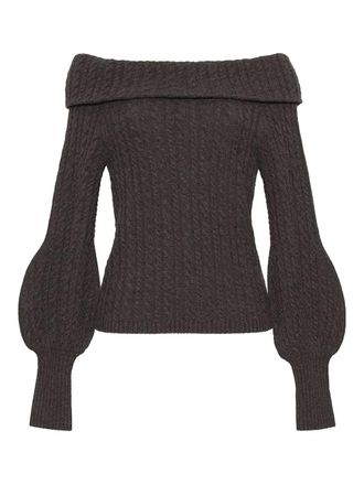 Cara Cara cable-knit off-the-shoulder sweater - women - Wool/Cashmere - L - Grey