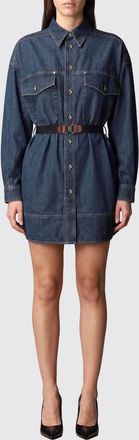 Versace Denim Cotton Mini Shirt Dress with Waist Belt