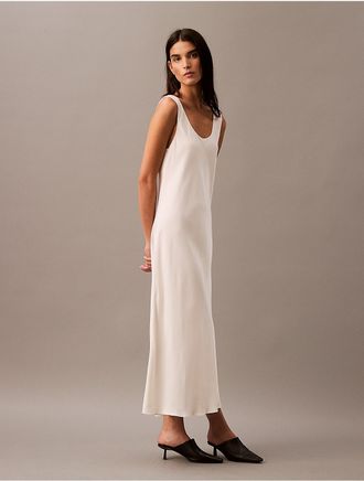 Calvin Klein Womens Viscose Satin Maxi Slip Dress - White - 10