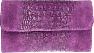 Girly HandBags Womens Crocodile Print Suede Leather Clutch Bag Italian Party Crossbody Messenger Shoulder Bag (Light Purple)