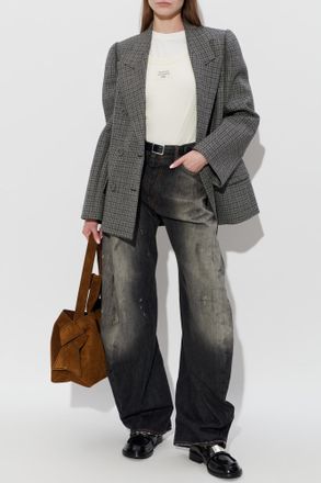 Acne Studios T-shirt With Logo Patch, Womens, Cream