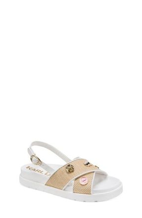Karl Lagerfeld Harlan Embellished Slingback Sandal in Natural/Bright White at Nordstrom, Size 7.5