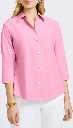 Foxcroft Paityn Non-Iron Cotton Shirt in Pink Sea Glass at Nordstrom, Size 16