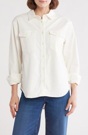 Good American Classic Denim Button-Up Shirt in Cloud White at Nordstrom Rack, Size Small