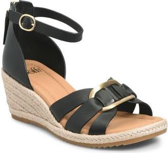 S&ouml;fft Ivy Espadrille Ankle Strap Platform Wedge Sandal in Black at Nordstrom, Size 8.5
