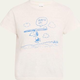 Re/Done Snoopy Crewneck Graphic Tee