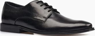 base Mens Marley Plain Toe Mens Derby Shoes - Black - Size: 12