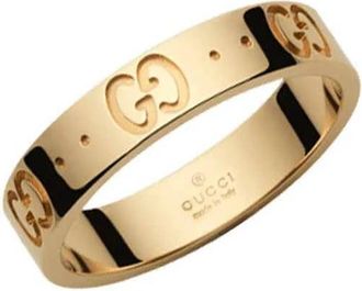 Gucci Icon 18ct Yellow Gold GG Motif Ring, Size 6