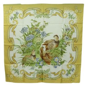 Ferragamo Pre-owned Scarves, female, Yellow, Size: ONE SIZE Pre-owned Silk Scarf