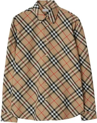 Burberry Check Cotton Poplin Shirt, Size Small