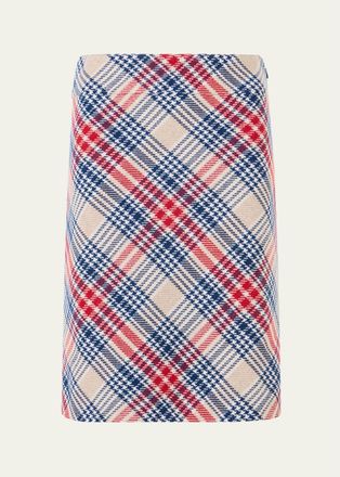 Akris Check Wool-Blend Mini Skirt
