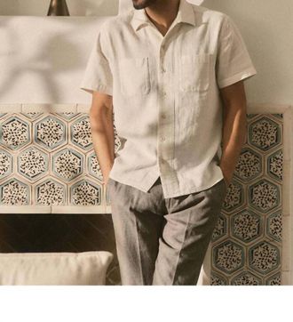 Taylor Stitch Conrad Short Sleeve Shirt In Vintage White Linen