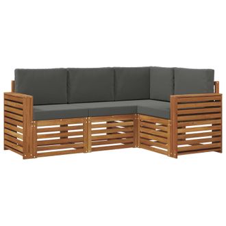 vidaXL Juegos De Sof&aacute;s Con Coj&iacute;n 4 Pcs Natural Y Antracita Vidaxl