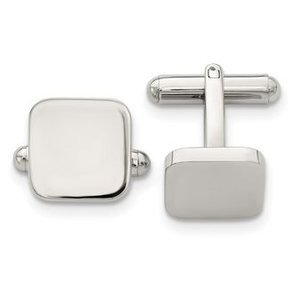 Diamond2Deal Stainless Steel Polished Rounded Square Cufflinks