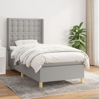 vidaXL Vidaxl - Cama Box Spring Con Colch&oacute;n Tela Gris Claro 100x200 Cm