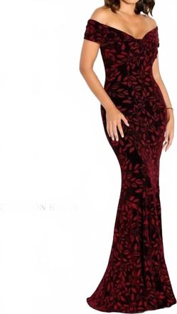 Cameron Blake Off Shoulder Metallic Mothers Gown In Black & Red