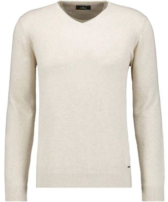 Ragman V-Ausschnitt-Pullover RAGMAN, Herren, Gr. 52, beige (ecru, 008), 100% Baumwolle, V-Ausschnitt, Pullover V-Ausschnitt-Pullover