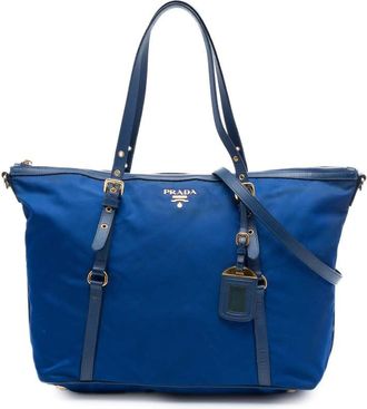 Prada Pre-owned Prada Saffiano Trimmed Tessuto Zip Top Convertible Tote Ladies ZHECJTGB1J6GPKP5