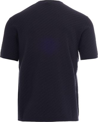 Emporio Armani Mens Patterned Knit Top Dark Navy Viscose T-Shirts And Polos