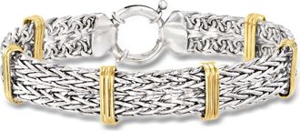Ross-Simons Two-Tone Double Wheat-Link Bracelet in Sterling Silver and 14kt Gold Over Sterling